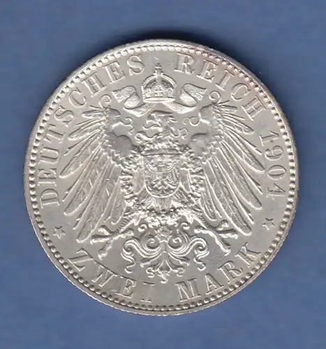 Deutsches Kaiserreich Sachsen König Georg 2 Mark 1904 E vorzügl.-stempelglanz