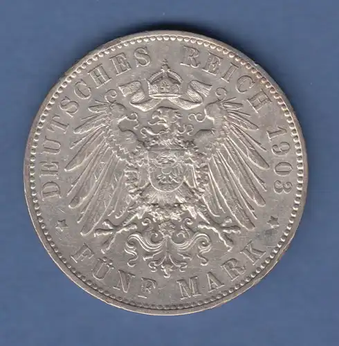 Deutsches Kaiserreich Sachsen König Georg 5 Mark 1903 E sehr schön ! 
