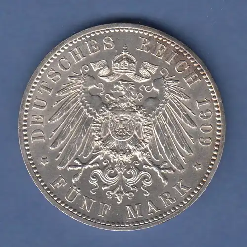 Deutsches Kaiserreich Sachsen Universität Leipzig 5 Mark 1909 E stempelglanz ! 