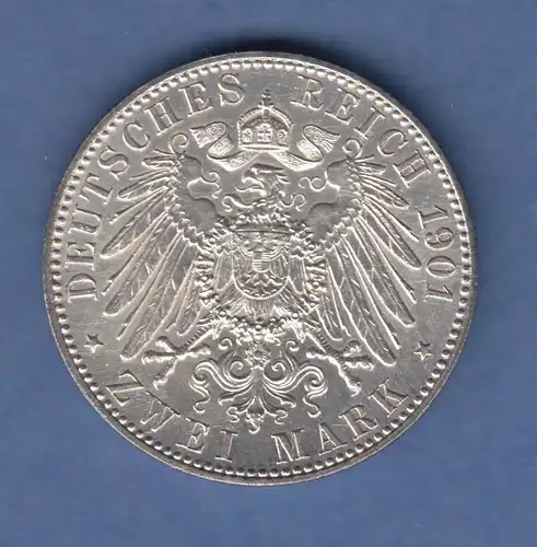 Deutsches Kaiserreich Sachsen-Weimar Großherzog Wilhelm Ernst 2 Mark A 1901 vz !