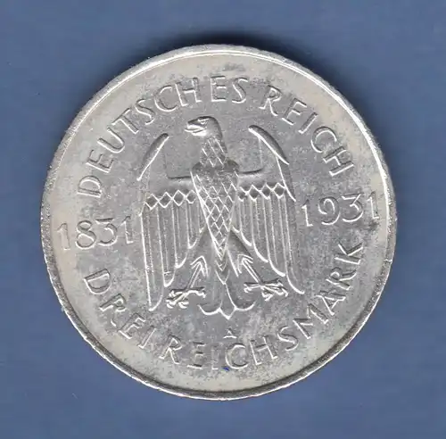 Deutsches Reich Silber-Gedenkmünze Freiherr vom Stein 3 Mark 1931 A vorzüglich
