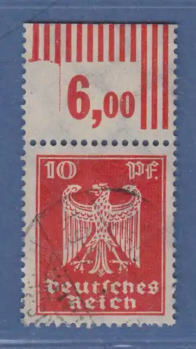 Dt. Reich  Reichsadler 10 Pfg. Mi.-Nr. 357 mit interessanter Oberrand-Anomalie