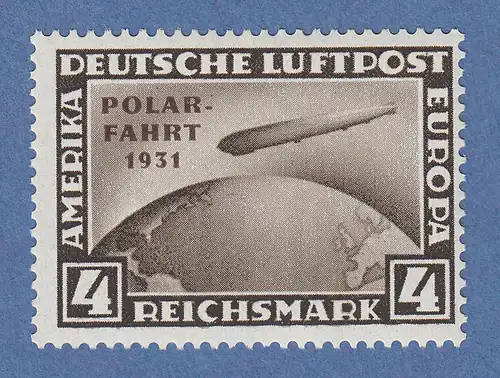 Dt. Reich Zeppelin Polarfahrt 4 RM-Wert Mi-Nr. 458 ** Attest Schlegel einwandfr.