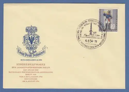 Berlin 1954 Postillon Mi.-Nr. 120 auf offiziellem FDC mit ET-Sonder-O 4.8.54 