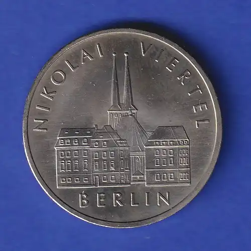 DDR 5 Mark Gedenkmünze 1987 Nikolai-Viertel Berlin stempelglanz stg 
