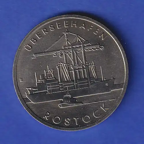 DDR 5 Mark Gedenkmünze 1988 Überseehafen Rostock , stempelglanz stg 