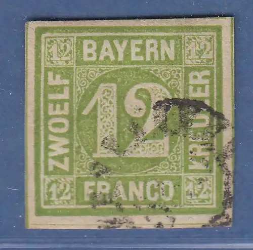Bayern 12 Kreuzer grün Mi.-Nr. 12 gestempelt GMR 