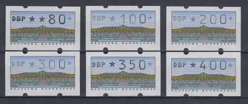 Deutschland ATM Sanssouci Typ N Satz 6 Werte 80-400 Pfg Mi-Nr. 2.1.2 VS1 **