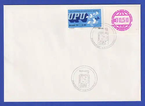 Brasilien UPU-Sonder-ATM 1979 Wertstufe 00,50 Cr$ O auf Umschlag So-O 18.9.79