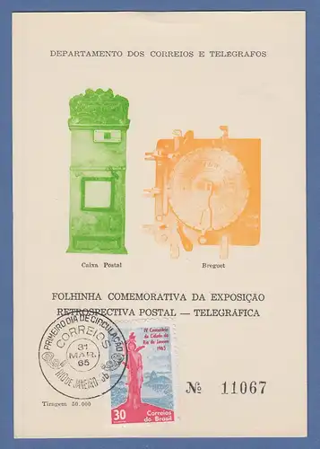 Brasilien 1965 Folhinha Filatélica Post- und Telegrafieaustellung mit Marke O