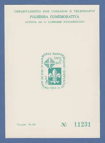 Brasilien 1965 Folhinha Filatélica Pfadfinder / Jamborée / Escotismo ungest.