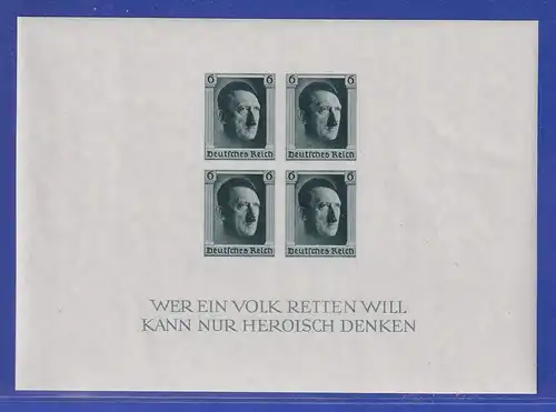 Deutsches Reich 1937 48. Geburtstag von Adolf Hitler Mi.-Nr. Block 8 **