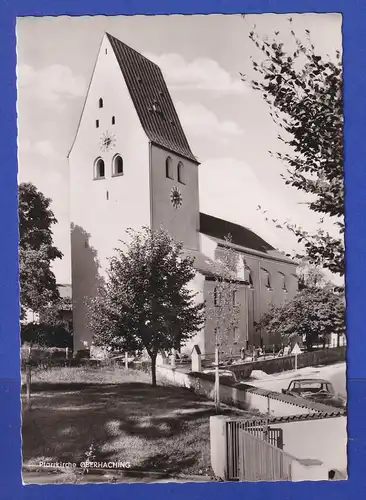 AK Bayern München Deisenhofen Oberhaching Pfarrkirche sw 1960er Jahre 