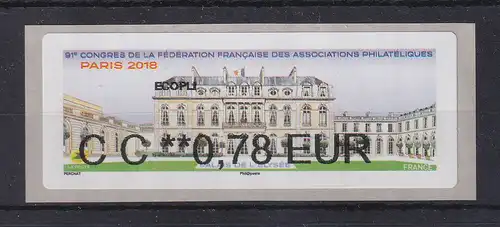 Frankreich 2018 ATM Philateliekongress Elysee-Palast  Druck Brother  ** 