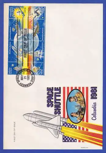 USA 1981 Weltraumfahrt / Space Shuttle Zusammendruck Mi.-Nr. 1481-1488 auf FDC