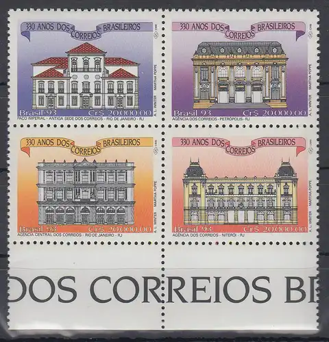 Brasilien 1993 Postgebäude Mi-Nr 2538-41 **   RHM # C-1855-1858