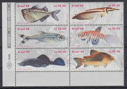 Brasilien 1988 Fische Mi-Nr 2276-2281 **   RHM # C-1608-13
