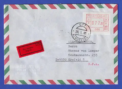 Portugal Frama-ATM 1981 Aut.-Nr. 006  E-Brief mit ATM aus OA und Orts-O 20.1.83