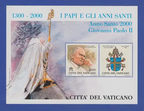Vatikan Blockausgabe 2000 Mi.-Nr. Block 21 ** Die Päpste Heilige Jahre 1300-2000