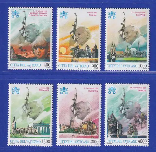 Vatikan 1997 Mi.-Nr. 1227-1232 Satz kpl. ** Weltreisen von Papst II.