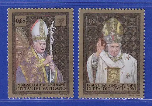 Vatikan 2008 Mi.-Nr. 1617-1618 Satz kpl. ** Papstreisen 2007