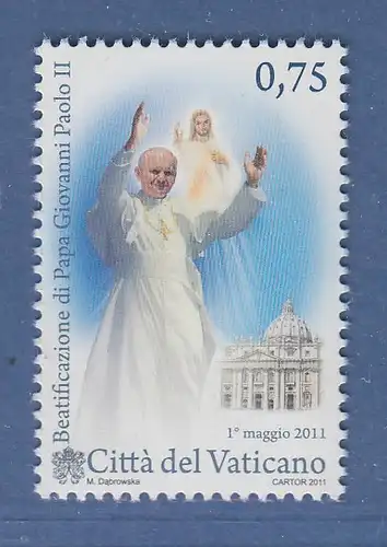 Vatikan 2011 Mi.-Nr. 1699 Sonderrmarke ** Seligsprechung Papst Johannes Paul II.