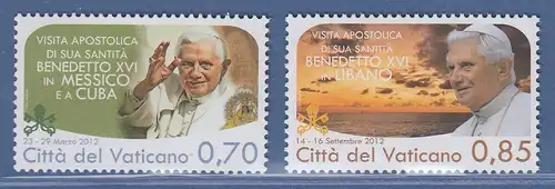 Vatikan 2013 Mi.-Nr. 1790-91 Satz kpl. ** Papstreisen 2012