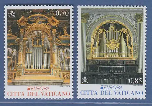 Vatikan 2014 Mi.-Nr. 1809-10 Satz kpl ** Orgeln Lateran- und Petersbasilika 