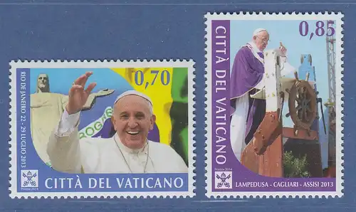 Vatikan 2014 Mi.-Nr. 1821-22 Satz kpl ** Papstreisen 2013