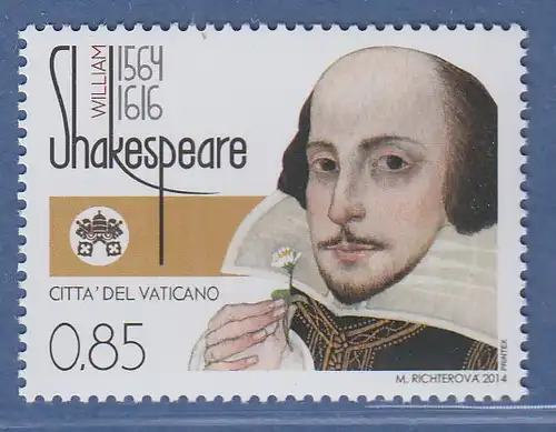 Vatikan 2014 Mi.-Nr. 1823 Sondermarke ** 450. Geburtstag William Shakespeare