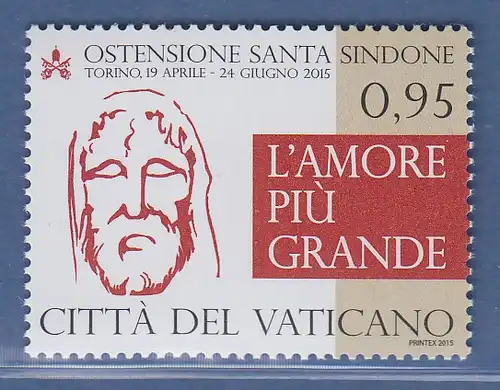 Vatikan 2015 Mi.-Nr. 1832 Sondermarke ** Turiner Gebetbuch