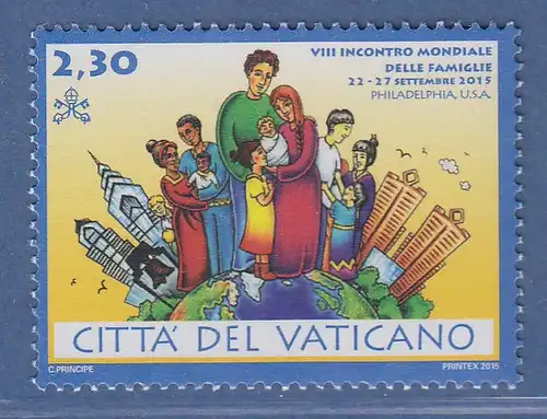 Vatikan 2015 Mi.-Nr. 1845 Sondermarke ** Weltfamilientreffen Philadelphia