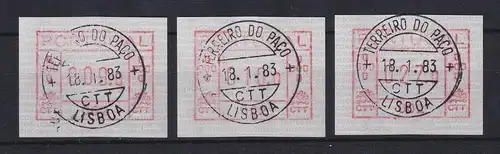 Portugal Frama-ATM 1981 Aut.-Nr. 002 Tastensatz 9-10-27 vom OA mit Orts-O  RRR !