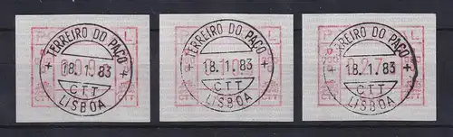 Portugal Frama-ATM 1981 Aut.-Nr. 002 Tastensatz 9-10-27 aus OA mit Orts-O  RRR !