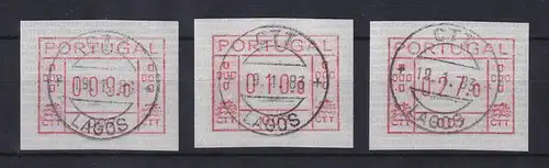Portugal Frama-ATM 1981 Aut.-Nr. 007 Tastensatz 9-10-27 aus OA mit Orts-O  RRR !