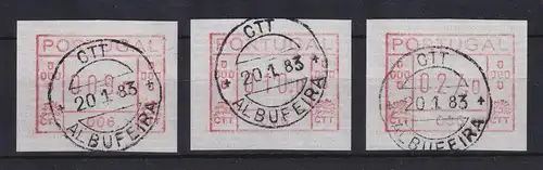 Portugal Frama-ATM 1981 Aut.-Nr. 006 Tastensatz 9-10-27 aus OA mit Orts-O  RRR !