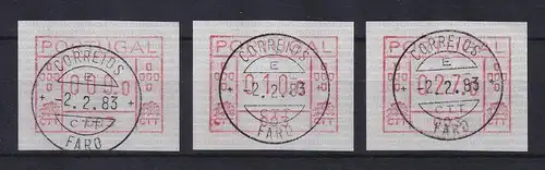 Portugal Frama-ATM 1981 Aut.-Nr. 003 Tastensatz 9-10-27 aus OA mit Orts-O  RRR !