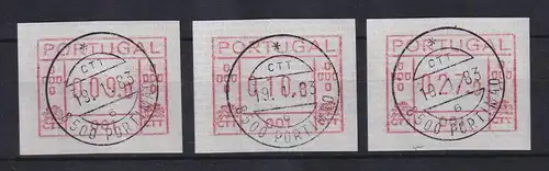 Portugal Frama-ATM 1981 Aut.-Nr. 001 Tastensatz 9-10-27 aus OA mit Orts-O  RRR !