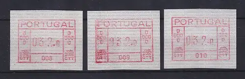 Portugal Frama-ATM Aut.-Nr. 008, 009 und 010 je Wert 032,0 postfrisch **