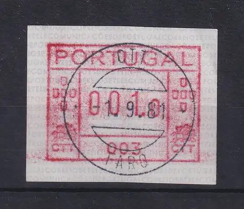 Portugal Frama-ATM Aut.-Nr.003 Wert 001,0 mit rückdat. Ersttags-Stempel 1.9.81