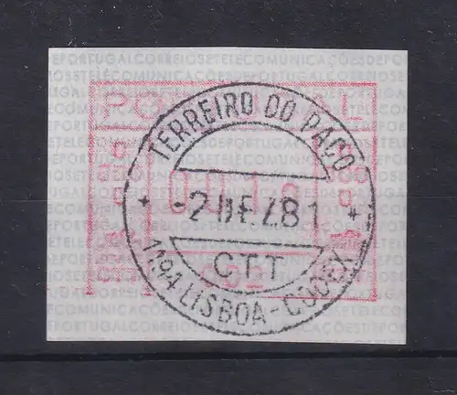 Portugal Frama-ATM Aut.-Nr.002 Wert 001,0 mit rückdat. Ersttags-Stempel 2.12.81
