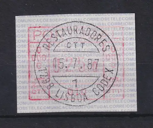 Portugal Frama-ATM Aut.-Nr. 010 Wert 025,0 mit ET-O RESTAURADORES 15.7.87