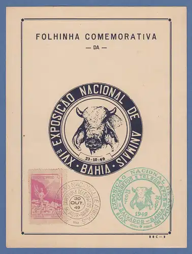 Brasilien 1949 Folhinha Comemorativa Exposicao Nacional de Animais, Bahia