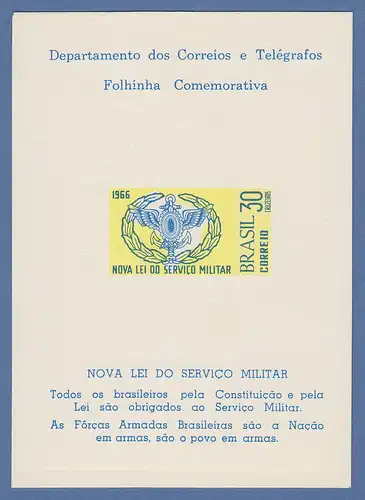 Brasilien 1966 Folhinha Filatélica Neues Militärdienst-Gesetz , ungestempelt