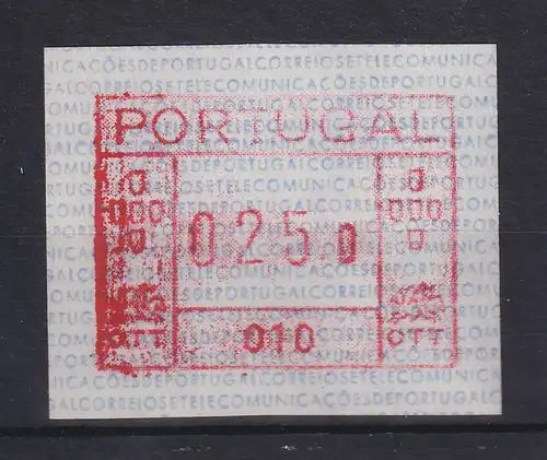 Portugal Frama-ATM Mi.-Nr. 1.2 Aut.-Nr. 010 Wert 025,0 **
