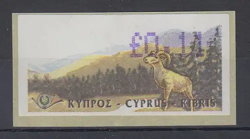 Zypern Amiel-ATM 1999, Mi-Nr. 2,  Auflage B Wert 0,11 **