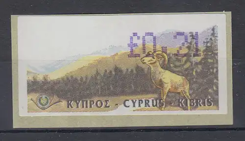 Zypern Amiel-ATM 1999, Mi-Nr. 2,  Auflage B Wert 0,21 **