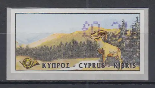 Zypern Amiel-ATM 1999, Mi-Nr. 3  Wert 0,21 **