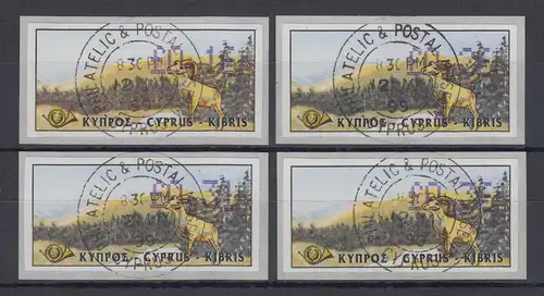 Zypern Amiel-ATM 1999, Mi-Nr. 3  Portosatz 0,16 - 0,26 - 0,31 - 0,36 mit ET-O