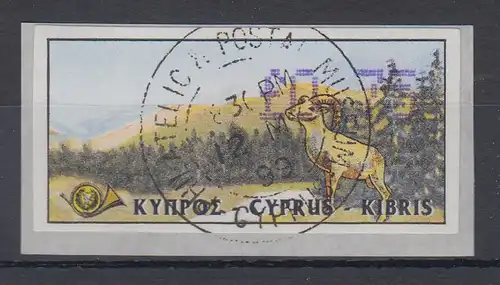 Zypern Amiel-ATM 1999  Mi-Nr. 3  Höchst-Wert 0,75 mit Ersttags-O 